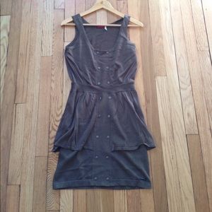 Madewell Knit Peplum Sleeveless Dress in Dark Olive Green Size Small